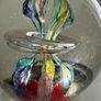 Vintage Hand Blown Art Glass Floating Ring Flower Paperweight Image 6