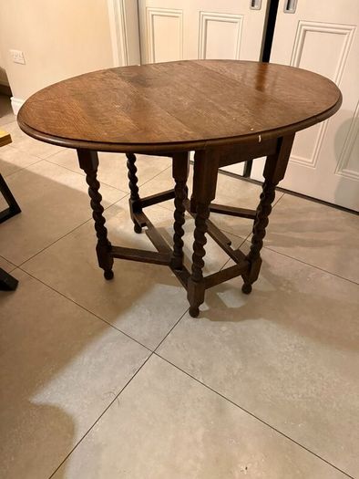 Antique Oak Gateleg Table with Barley Twist Legs