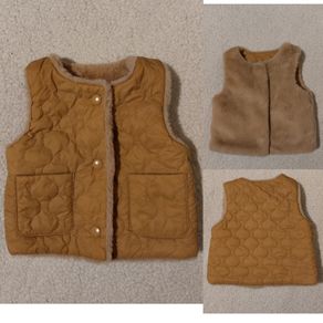 Quilted, Faux Fur Reversible Gilet Jacket