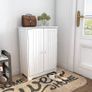 Bathroom Storage Cabinet Sideboard White 60x30x80 cm Free Standing MDF Painted 180 Degree Open 2 Doors 3 Shelves (FREE POSTAGE) Image 6