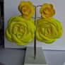Fluroscent Yellow & Mustard Two-tier Floral Dangle Earrings Image 6