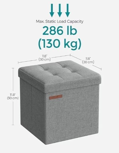Set of 2, Storage Bench, Footrest, Bed End Stool, for Living Room, Bedroom, 30 x 30 x 30 cm, Light Grey