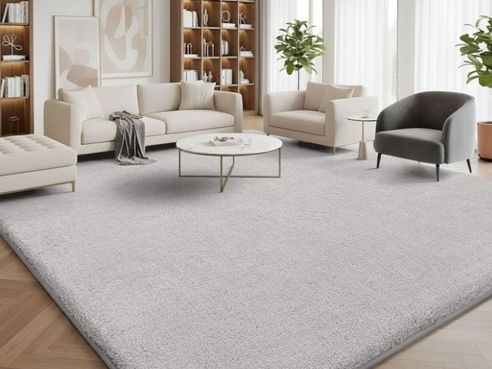 Modern Rugs Living Room Non-Slip Carpet, 120x160 cm, Grey  Extra Soft Machine Washable, Non-Shedding Area Rugs, Thick Memory Foam Backing, Home Decor for Bedroom, Nursery, Office