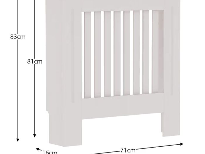 White Small Modern Shaker Style Vertical Slat Design For Optimal Heat Circulation - H83.3xW78xD19cm - Painted MDF Cabinet with Wood Top Shelf