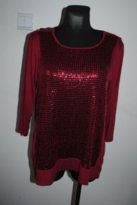 Dark red lovely sequin top size UK16/18 EU44/46 Postage included
