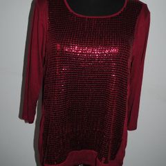 Dark red lovely sequin top size UK16/18 EU44/46 Postage included