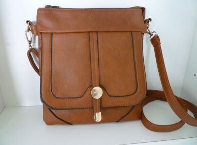 Hand Bag Crossbody Brown Faux Leather Multi Pocket Handbag- Purchased In Carraig Donn