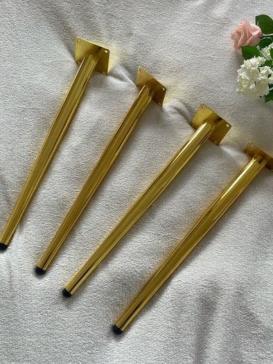 4x Gold Tapered Metal Furniture Legs 45cm 17" DIY Upcycle Sofa Table Feet legs