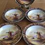 Antique fine Japanese porcelain, 5 bowl plates hand painted with liquid gold in Japan in the 1930s Image 4