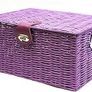 Set of 3 Resin Woven Storage Basket Box With Lid & Lock (Purple) Image 4