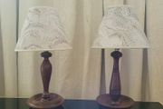 Mid-century pair of wood turned lamps