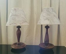 Mid-century pair of wood turned lamps