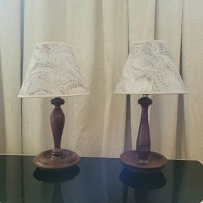 Mid-century pair of wood turned lamps