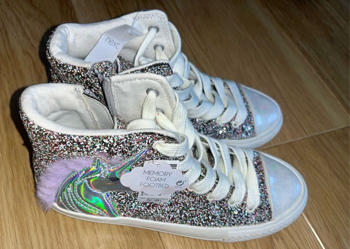 Next BNWT Unicorn Glitter Hi top Shoe size 4/37