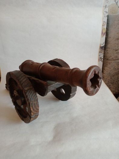 Vintage Carved Wood Cannon