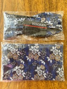 Blue Dickie Bow and Matching Pocket Square