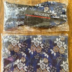Blue Dickie Bow and Matching Pocket Square
