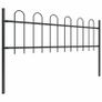 Garden Fence with Hoop Top Steel 15.3x0.6 m Black Image 2