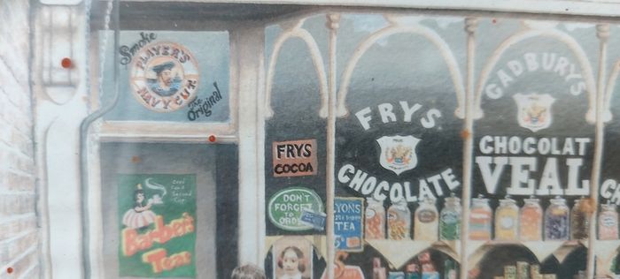 Old advertising shop front picture print ,different brands for sale, in the shop,nice for any home bar or man cave pub restaurant etc,,buyer collects thank you,, rather buyer collects with the glass ,sold as is ,,see pictures for condition