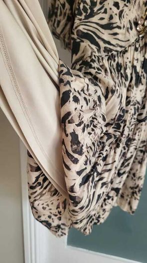 GEORGE beige and black print layered dress Sz 16UK - Bnwt Rrp 16 Sterling