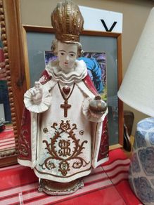 Vintage Religious Child of Prague Chalk statue