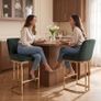 Luxury Velvet Bar Chairs Set Cushioned Breakfast Stools with Back Support Image 6