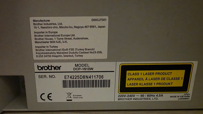 Brother DCP-1610w  Mono Laser All in One Printer with Wifi and cartridge