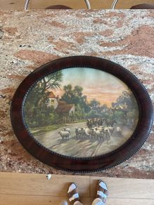 Two Antique oval pictures in beautiful wooden frame