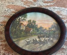 Two Antique oval pictures in beautiful wooden frame
