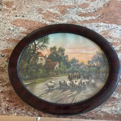 Two Antique oval pictures in beautiful wooden frame