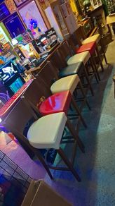 Solid wooden leather topped high stools