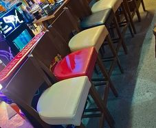 Solid wooden leather topped high stools