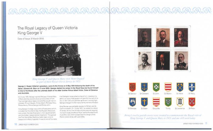 2016 Jersey Stamp Year Book (hardback) issued by Jersey Post with 28 images of contents