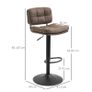 Set of 2 Button-Tufted Vintage Bar Stools - Swivel, Adjustable - Footrest - Brown PU Image 3