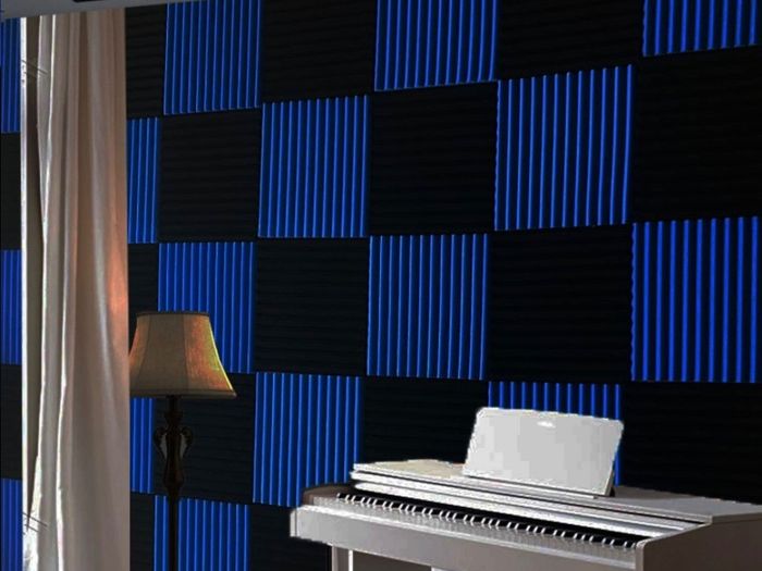 48 Pack Black blue 1" x 12" x 12" Acoustic Wedge Studio Foam Sound Absorption Wall Panels (FREE POSTAGE)