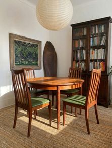 Mid Century G Plan Fresco Extending Round Teak Dining Table & 4 Chairs