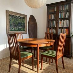 Mid Century G Plan Fresco Extending Round Teak Dining Table & 4 Chairs