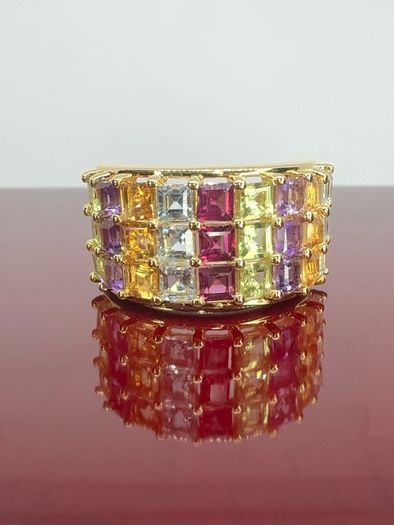 Silver Multi-Gemstone Statement Ring Harry Ivens