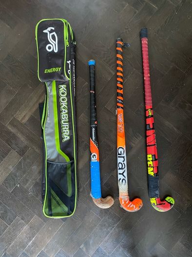 Hockey sticks;  bags & shin guards