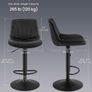 Bar Stools Set of 2, Adjustable with Backs, 360 Swivel PU Leather, Metal Footrest, for Kitchen Dining Reception, Ink Black Image 2