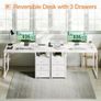 120cm Computer Desk with Drawers, Office Desk with 2 Sockets & USB Ports Image 5