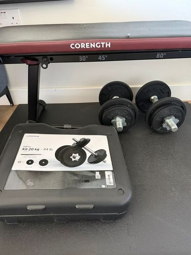 Complete Home Gym Set  Bench  Barbell  Dumbbells  Weights