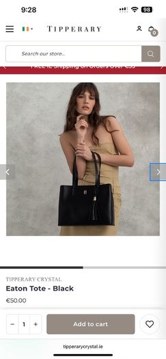 Tipperary Crystal Black Eaton Tote Bag