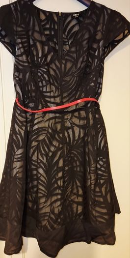 Oasis Black Lace Fit and Flare Dress