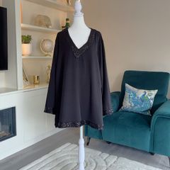 Glamorous Ladies Black Tunic Top with sequins from Michele Hope