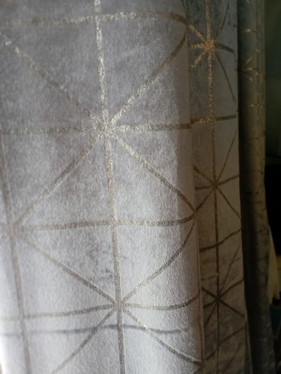 Silver-Grey Velvet Effect Curtains