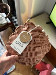 Olli Ella Shell Rattan Purse - Rose