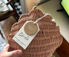 Olli Ella Shell Rattan Purse - Rose