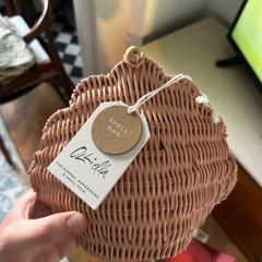 Olli Ella Shell Rattan Purse - Rose