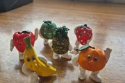 Tiny Fruit People Rare Find Vintage 6x Ceramic Figurines